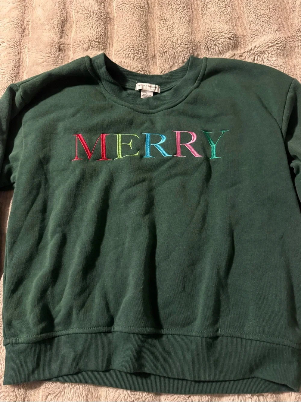 MERRY & bright Deep Green Sweatshirt & Shorts Set w/Embroidered Detail